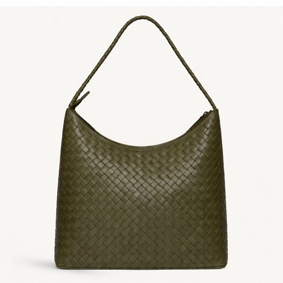 Bembien Marni Extra Large Handwoven Leather Tote Bag Olive Green
